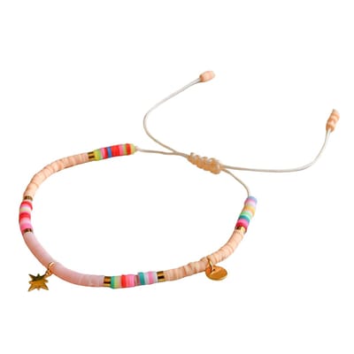 Marama - Ibiza Armband zalm-roze - verstelbaar - damesarmband - meisjesarmband - waxcord - boho - minimalistisch armbandje