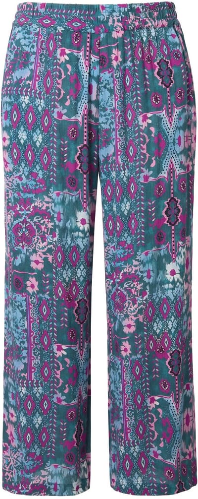 Studio Untold - Dames - Broek wijde pijp crêpe Flower-print - Braambes - Maat 42