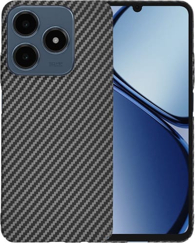 Hoesje geschikt voor Realme C63 / C61 - Techsuit Carbonite FiberShell Carbon Back Cover - Zwart