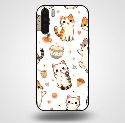 Smartphonica Telefoonhoesje voor OPPO A91 met katten opdruk - TPU backcover case katten design geschikt voor Oppo A91