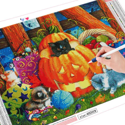 5d diamant schilderij nieuwkomers kat borduurwerk diamant mozaïek kruissteek dier Halloween decor Full Square 20X30CM