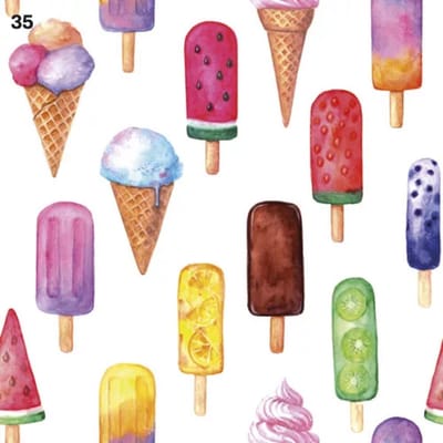 servetten, papieren servetten, ijsjes servetten, decopage servetten, decopage, servetten 33x33 cm