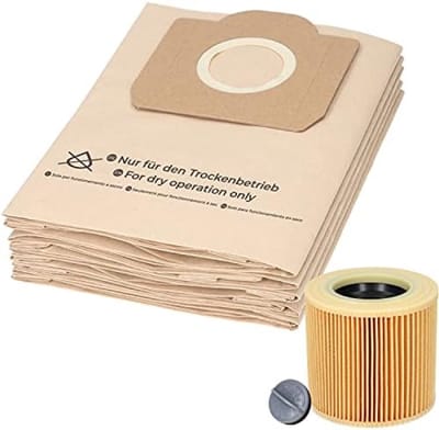 Stofzuigerzakken + Filter Set geschikt voor Kärcher A2604, A2204, A2254, A2200, A2201, A2206 en meer
