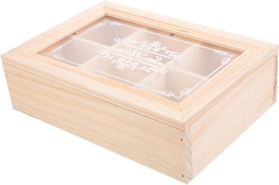 Houten Sieradenkist - Opberger Display - Sieraden Organiseren - Zes Compartimenten - 24x16.5x7cm - Houtkleur