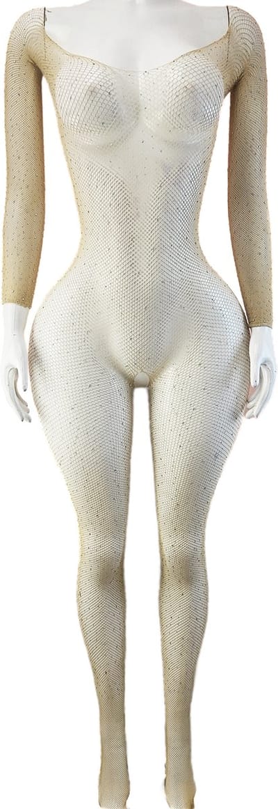 BamBella ® - Panty pak -Onesize - body suit - Dames - Onesize - Erotische jumpsuit van kant lingerie Bruin met steentjes