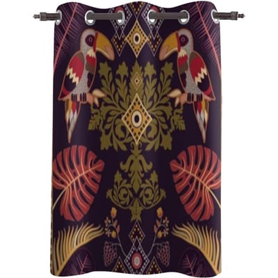 Blauw Abstract Olieverfschilderij Moderne Raamgordijnen voor Woonkamer Slaapkamer Gordijn Keukenbehandeling Jaloezieën Drapes 135W x 60H(cm) x1 black