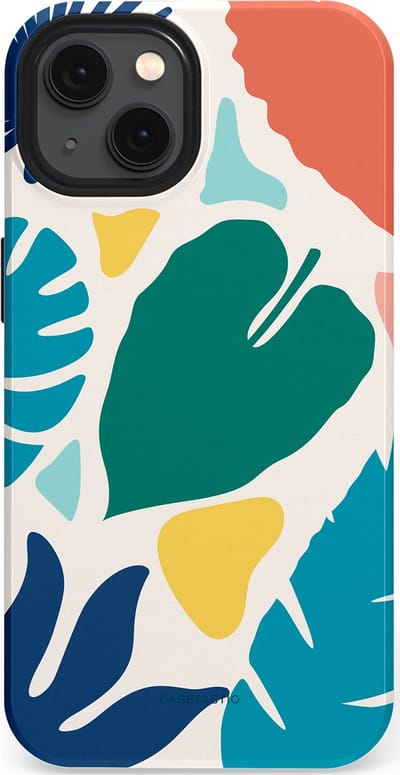 Casetastic Hoesje Geschikt voor Apple iPhone 13 Magsafe - Stijlvolle Beschermende Duo-layer Case - Moderne Kunstbladeren