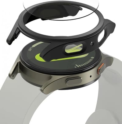 Ringke Slim + Glass | Hoesje + Screen Protector Geschikt voor Samsung Galaxy Watch 7 40MM | Case met 9H Tempered Glass | Matte Zwart