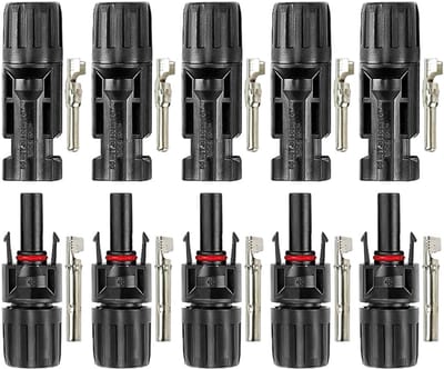 5 Paar MC4 Zonne-energie Kabel Connectoren (M/V) voor Zonnepanelen - Waterdicht IP67