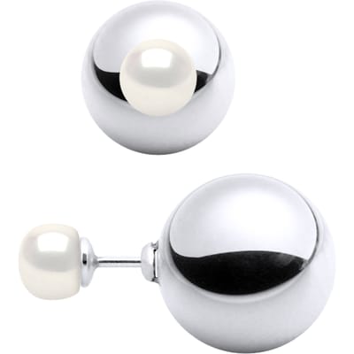 Oorbellen DUPLEX Kralen Zoetwater 6-7mm White 925