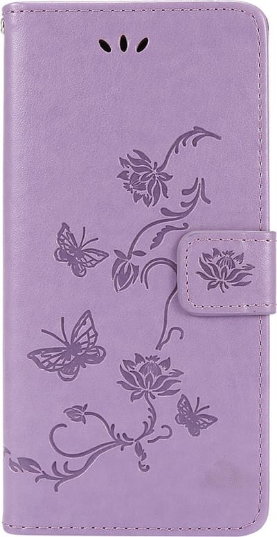 Shop4 - Samsung Galaxy A73 5G Hoesje - Wallet Case met Pasjeshouder Vlinder Patroon Paars