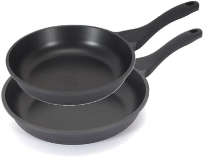 Koekenpan/hapjespan Cast Iron - 2x - Alle warmtebronnen - Zwart - 20 en 24 cm - gietijzer
