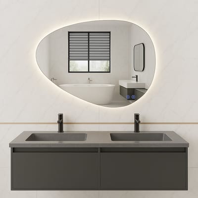 Mawialux LED Badkamerspiegel - 80x50cm - Asymmetrisch - Verlichting - Verwarming - Darla