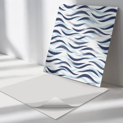 Wallfluent Vinyl Tegels - Golven in Dynamische Beweging Vloer Tegels PVC - 30 cm x 30 cm - Blauw PVC Tegels - Set van 9 - Vierkant PVC Tegels - Patroon Plaktegels - Zelfklevende PVC Tegels - Plaktegels Keuken en Badkamer