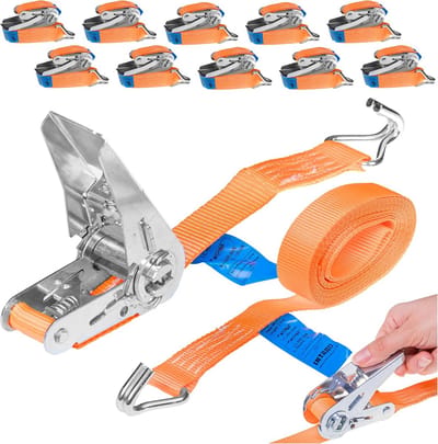 Set van 10 Spanbanden met Ratel 4m 800kg - Robuuste Sjorbanden voor Auto, Motor en Aanhanger
