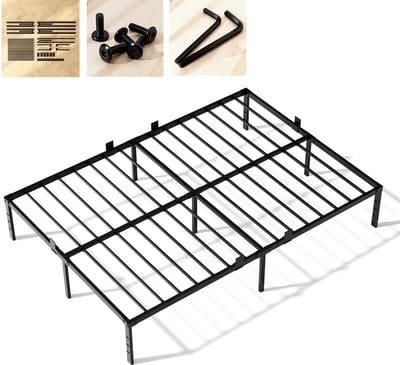 KUTAS Metalen bedframe 140x200 cm - Minimalistisch - Tweepersoonsbed - Stevig - Stil - Anti Slip - IJzeren Bed - metaal - Roestvrij - Duurzaam - Draagkracht 480 kg - Zwart