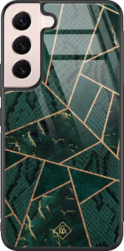 Casimoda® hoesje - Geschikt voor Samsung Galaxy S22 - Abstract Groen - Luxe Hard Case Zwart - Backcover telefoonhoesje - Groen