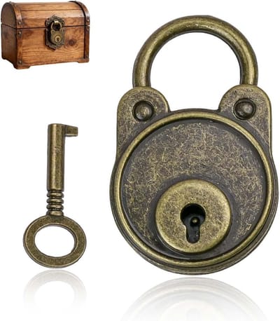 Vintage Hangslot met Sleutel | 4,8x3x1cm Bronzen Decoratie | Voor Dagboeken, Sieraden en Cadeauverpakkingen | Mini Hangslot met 1,5cm Beugel | Rustieke Sluiting voor Decoratieve Toepassingen