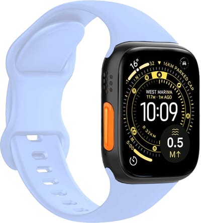 Horloge Bandje Geschikt voor Apple Watch Ultra 1, 2, 3 (49 mm) Bandje Siliconen Polsband - Siliconen Bandje Smartwatch - Baby Blauw