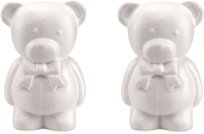 Piepschuim hobby knutselen vormen/figuren dieren - Set van 6x stuks - beer/beren - 20 cm - wit