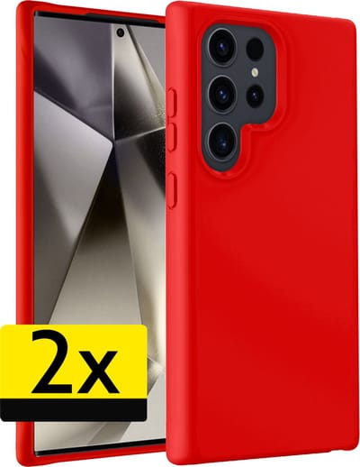 Hoesje - 2 Stuks - Geschikt voor Samsung Galaxy S24 Ultra - Sterk & Shockproof - Case Siliconen - Back Cover - Telefoon Hoes - Telefoonhoesjes - Rood