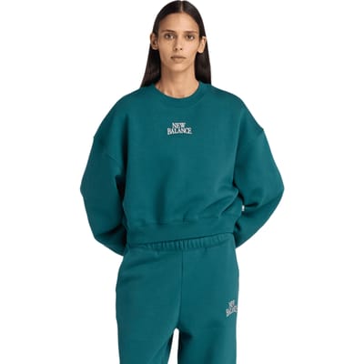New Balance fleece Sweatshirts Dames - Groen - Maat L - Katoen Jersey