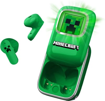 Minecraft - draadloze oordopjes - schuifdisplay met LED verlichting - met oplaadcase - touch control - lange batterijduur