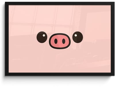 Poster in lijst - Fotolijst 60x40 cm - Posters - Varken - Roze - Minimalistisch - Posterlijst zwart - Decoratie - Wanddecoratie woonkamer - Muurdecoratie slaapkamer