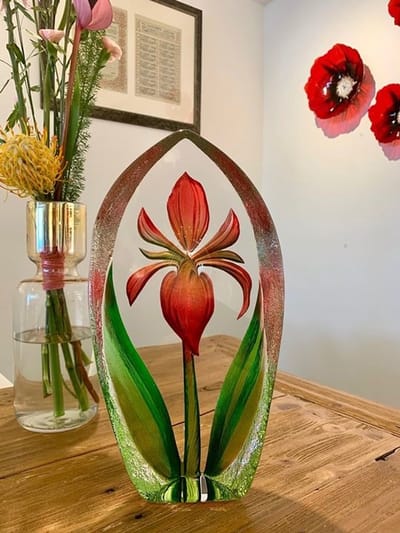 Mats Jonasson Lelie Zuiver Kristal - Helder, Rood, Groen - Voor Binnen - Staand