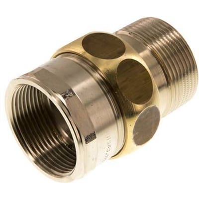 Rp 1 1/2'' x R 1 1/2'' F/M Messing Borstnippel 3-delig met Conische afdichting 16 Bar - FL2S-FM-B-112R-C