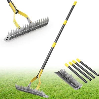 Tuinschep - Handmatige Dethatcher met 19 Stalen Tanden - 140 cm Lang en 38 cm Breed