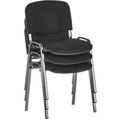Bezoekerstoel ISO BASIC – stapelbaar - zilverkleurig aluminium onderstel - zwart