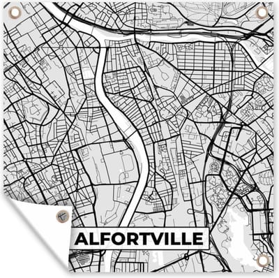 Tuin poster Plattegrond - Alfortville - Stadskaart - Kaart - Frankrijk - 200x200 cm - Tuindoek