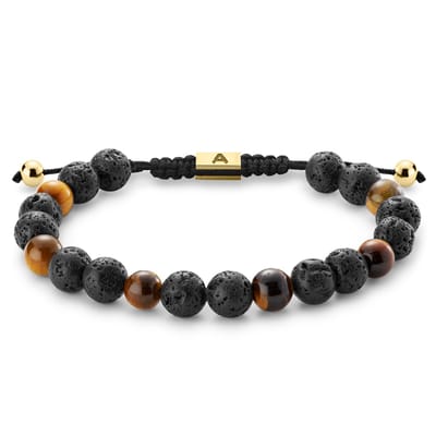 8 mm Sanatio | Tijgeroog en Lava Rock armband
