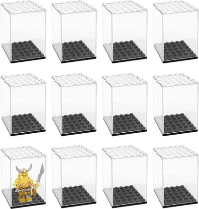 Acryl Display Case voor Minifiguren, 12 Stuks, Stofdichte Vitrine voor Actiefiguren, 4.8 x 4.8 x 6.8 cm, Ideaal voor Verzamelobjecten en Speelgoedopslag