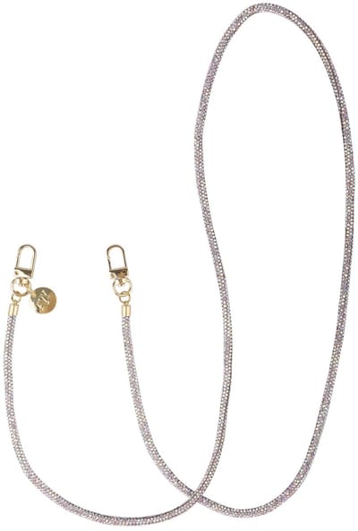 AVY Crossbody Telefoonkoord | Silver Spark | Lang Koord | Universeel voor alle Hoesjes | Geschikt voor iPhone, Samsung en meer | 120CM | Glitterstijl | Zilver