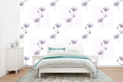 Behang - Fotobehang Bloemen - Paars - Lente - Patronen - Breedte 385 cm x hoogte 240 cm