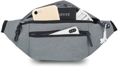 HAUSS SPOLE Heuptas - Sportieve Reistas Met RFID Blokker - Voor Wandelen Reizen En Dagelijks Gebruik - Diefstalbeveiliging En Ergonomisch Comfort - 15x14.2x15cm - Kationisch - Grijs