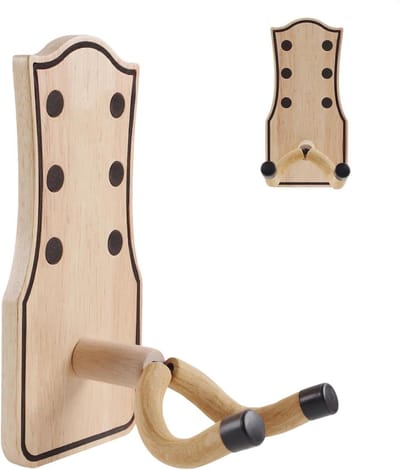 Gitaar Wandhaak - Muziek Accessoire - Instrument Opslag - Met Plectrum Houder - 20.5 cm Lengte - Houtkleur