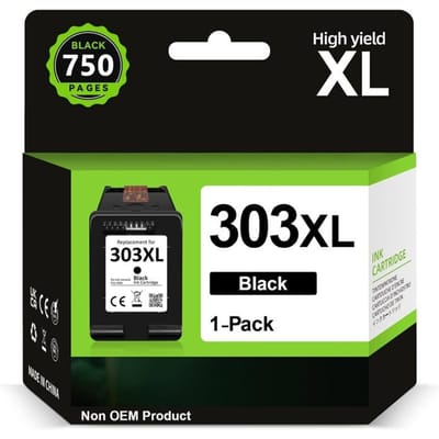 303 XL Cartouche d'encre Noire, Cartouche 303 Noir Remplacement pour Encre HP 303 Noir, Cartouche Imprimante 303XL