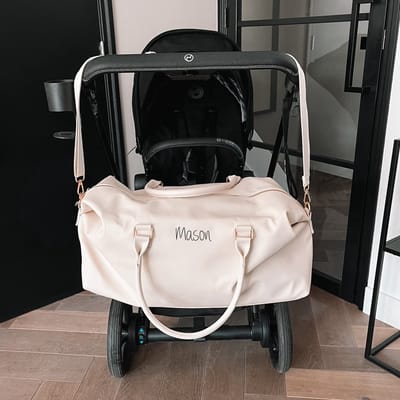 Luiertas baby-gepersonaliseerde luiertas voor aan de kinderwagen-mooi cadeau babyshower-kerstcadeau voor aanstaande ouders-beige