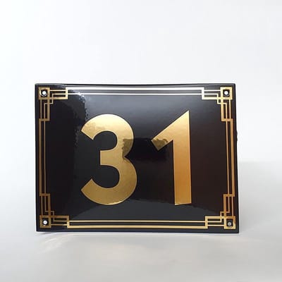 Art deco | jaren ’30 | luxe emaille huisnummer - 31