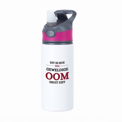 Hacebo® - Meest geweldige oom waterfles met rietje roze - Oom - een oom - verjaardagscadeau - cadeau voor oom - kado - water fles - 650ML