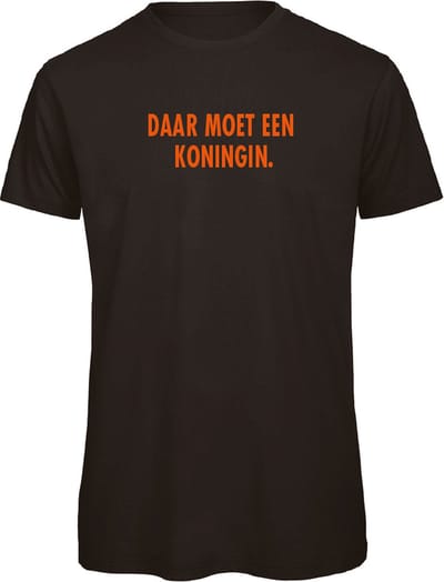 T-shirt zwart XL - Daar moet een koningin - soBAD. - Koningsdag - Oranje shirt dames - Oranje shirt heren - Unisex - Regular fit