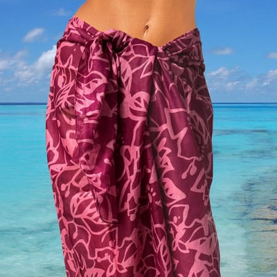 Happy Pareo Passilfora Prune - sarong omslagdoek - roze gebloemd