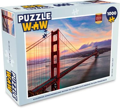 Puzzel Kleurrijke zonsondergang boven de Golden Gate Bridge in San Francisco - Legpuzzel - Puzzel 1000 stukjes volwassenen