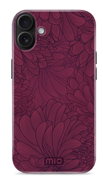 Mio by Mobilize Hoesje geschikt voor Apple iPhone 16 MagSafe Telefoonhoesje Hardcase | Mio by Mobilize Backcover | Geschikt voor MagSafe | Geschikt voor Draadloos Opladen met Magnetische Ring | Geschikt voor MagSafe Case - Berry Blooms | Rood