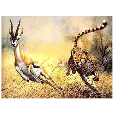 Lopende luipaard en giraffe 5d diy diamant borduurwerk diamant schilderij 20X30CM beige