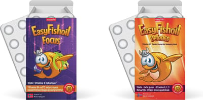 EasyFishoil Kinder Vitamines Omega‑3 Voordeelpakket – Focus + Defence – Visolie Gummies met Vitamines B6, B12, C, D, Choline & Beta‑Glucan – Voor Concentratie & Weerstand