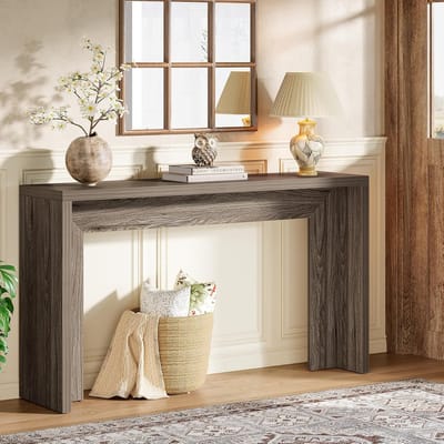 LITTLE TREE Landelijke Consoletafel - 140x30x80 cm - Hout - Met opbergruimte - Grijs